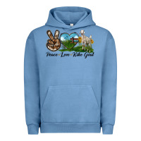 Pigment Pebble Blue Peace Love Kiko Goat Urban Hoodie - LillyAllenDesigns