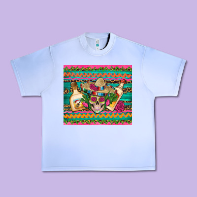 Mexican Tequila Skull Roses Cactus Sombrero Urban Heavy Tee Designed By Artiststas