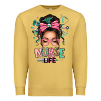 Antique Gold afro messy bun nurse life Premium Sweatshirt - texasbilliewilder