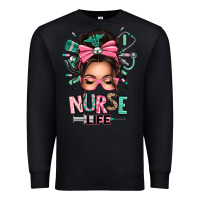 Black afro messy bun nurse life Premium Sweatshirt - texasbilliewilder