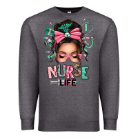 Charcoal Heather afro messy bun nurse life Premium Sweatshirt - texasbilliewilder