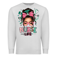 Dove Grey afro messy bun nurse life Premium Sweatshirt - texasbilliewilder
