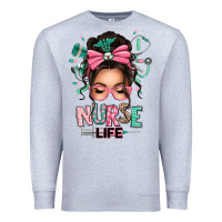 Heather Grey afro messy bun nurse life Premium Sweatshirt - texasbilliewilder