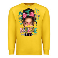 Lemon afro messy bun nurse life Premium Sweatshirt - texasbilliewilder