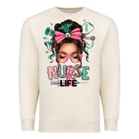 Sandshell afro messy bun nurse life Premium Sweatshirt - texasbilliewilder