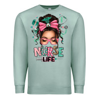 Seafoam afro messy bun nurse life Premium Sweatshirt - texasbilliewilder
