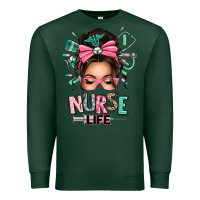 Sports Green afro messy bun nurse life Premium Sweatshirt - texasbilliewilder