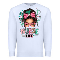 White afro messy bun nurse life Premium Sweatshirt - texasbilliewilder