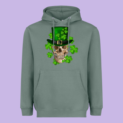 St. Patrick's Day Skull Heavyweight Hoodie Designed By Ranaportraitstore