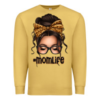 Antique Gold caucasian leopard messy bun mom life Premium Sweatshirt - texasbilliewilder