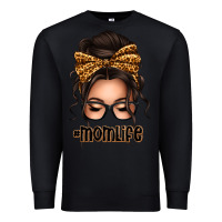 Black caucasian leopard messy bun mom life Premium Sweatshirt - texasbilliewilder