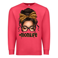 Cardinal caucasian leopard messy bun mom life Premium Sweatshirt - texasbilliewilder