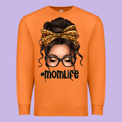Caucasian Leopard Messy Bun Mom Life Premium Sweatshirt Designed By Texasbilliewilder