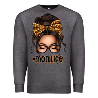 Charcoal Heather caucasian leopard messy bun mom life Premium Sweatshirt - texasbilliewilder