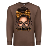 Chestnut caucasian leopard messy bun mom life Premium Sweatshirt - texasbilliewilder