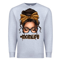 Heather Grey caucasian leopard messy bun mom life Premium Sweatshirt - texasbilliewilder