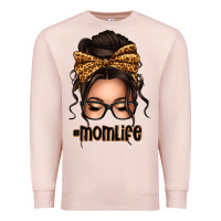 Pale Pink caucasian leopard messy bun mom life Premium Sweatshirt - texasbilliewilder