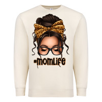 Sandshell caucasian leopard messy bun mom life Premium Sweatshirt - texasbilliewilder