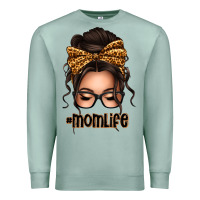 Seafoam caucasian leopard messy bun mom life Premium Sweatshirt - texasbilliewilder