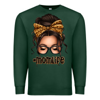 Sports Green caucasian leopard messy bun mom life Premium Sweatshirt - texasbilliewilder
