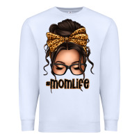 White caucasian leopard messy bun mom life Premium Sweatshirt - texasbilliewilder