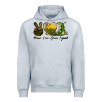 Heather Grey peace love green lizard Urban Hoodie - LillyAllenDesigns