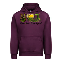 Mauve Wine peace love green lizard Urban Hoodie - LillyAllenDesigns