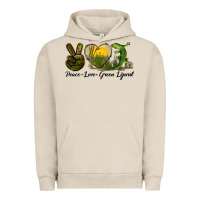 Pigment French Oak peace love green lizard Urban Hoodie - LillyAllenDesigns