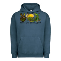Pigment Midnight Navy peace love green lizard Urban Hoodie - LillyAllenDesigns