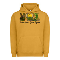 Pigment Peanut Butter peace love green lizard Urban Hoodie - LillyAllenDesigns