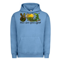 Pigment Pebble Blue peace love green lizard Urban Hoodie - LillyAllenDesigns