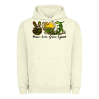 Pigment Pistachio peace love green lizard Urban Hoodie - LillyAllenDesigns