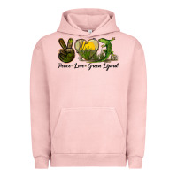 Pigment Salmon peace love green lizard Urban Hoodie - LillyAllenDesigns