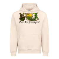 Sandshell peace love green lizard Urban Hoodie - LillyAllenDesigns