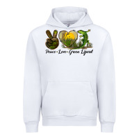 White peace love green lizard Urban Hoodie - LillyAllenDesigns
