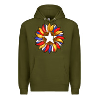 Army Green american flag and sunflower with star Premium Hoodie - Artiststas