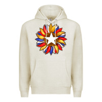 Oatmeal Heather american flag and sunflower with star Premium Hoodie - Artiststas