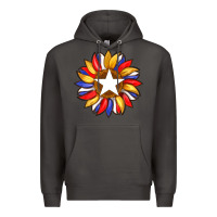 Smoke american flag and sunflower with star Premium Hoodie - Artiststas