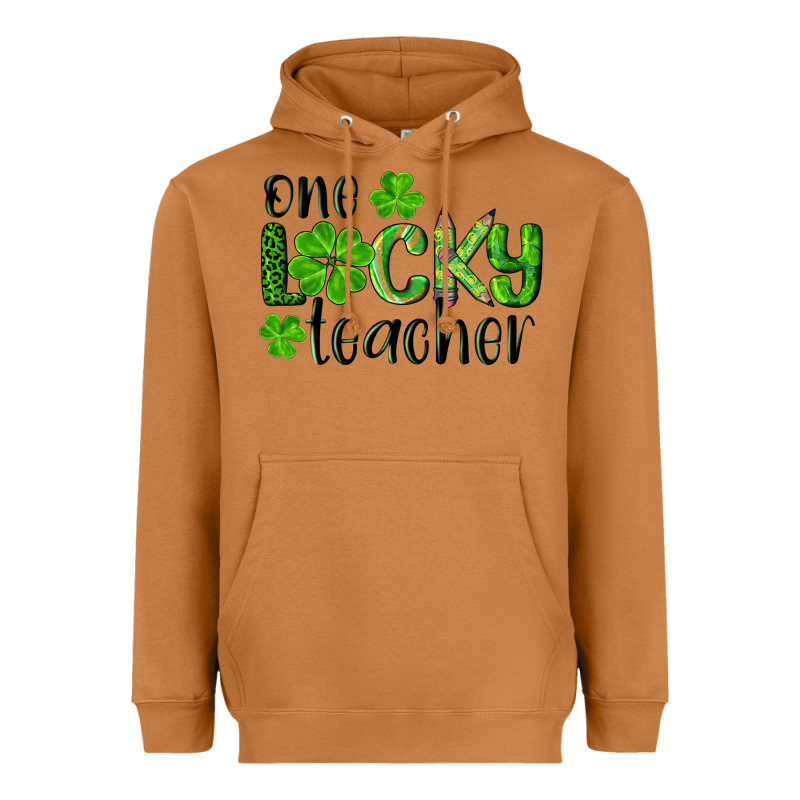 St. Patrick's Day One Lucky Teacher Heavyweight Hoodie by RanaPortraitStore | Teevron