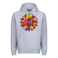 Heather Grey america with american flag colors and sunflower with star Premium Hoodie - Artiststas