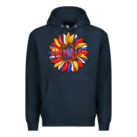 Navy america with american flag colors and sunflower with star Premium Hoodie - Artiststas