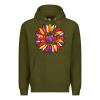 Army Green america with american flag colors and sunflower with star Premium Hoodie - Artiststas