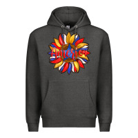 Charcoal Heather america with american flag colors and sunflower with star Premium Hoodie - Artiststas