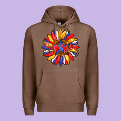 America With American Flag Colors And Sunflower With Star Premium Hoodie Designed By Artiststas
