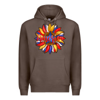 Coffee america with american flag colors and sunflower with star Premium Hoodie - Artiststas