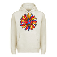 Oatmeal Heather america with american flag colors and sunflower with star Premium Hoodie - Artiststas