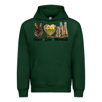 Forest Green Peace Love Meerkats Urban Hoodie - LillyAllenDesigns