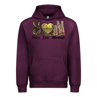 Mauve Wine Peace Love Meerkats Urban Hoodie - LillyAllenDesigns