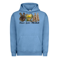 Pigment Pebble Blue Peace Love Meerkats Urban Hoodie - LillyAllenDesigns