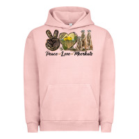 Pigment Salmon Peace Love Meerkats Urban Hoodie - LillyAllenDesigns